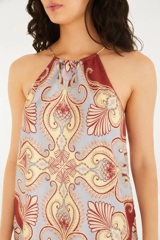VESTIDO CURTO LENCO ARABESQUE FARM AZUL CLARO