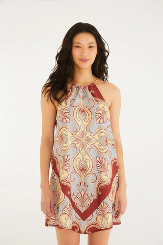 VESTIDO CURTO LENCO ARABESQUE FARM AZUL CLARO