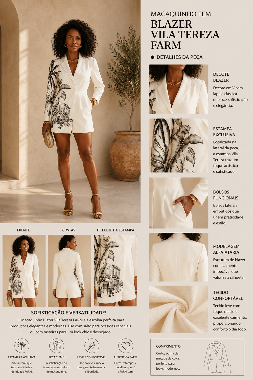 MACAQUINHO FEM BLAZER VILA TEREZA FARM OFF WHITE