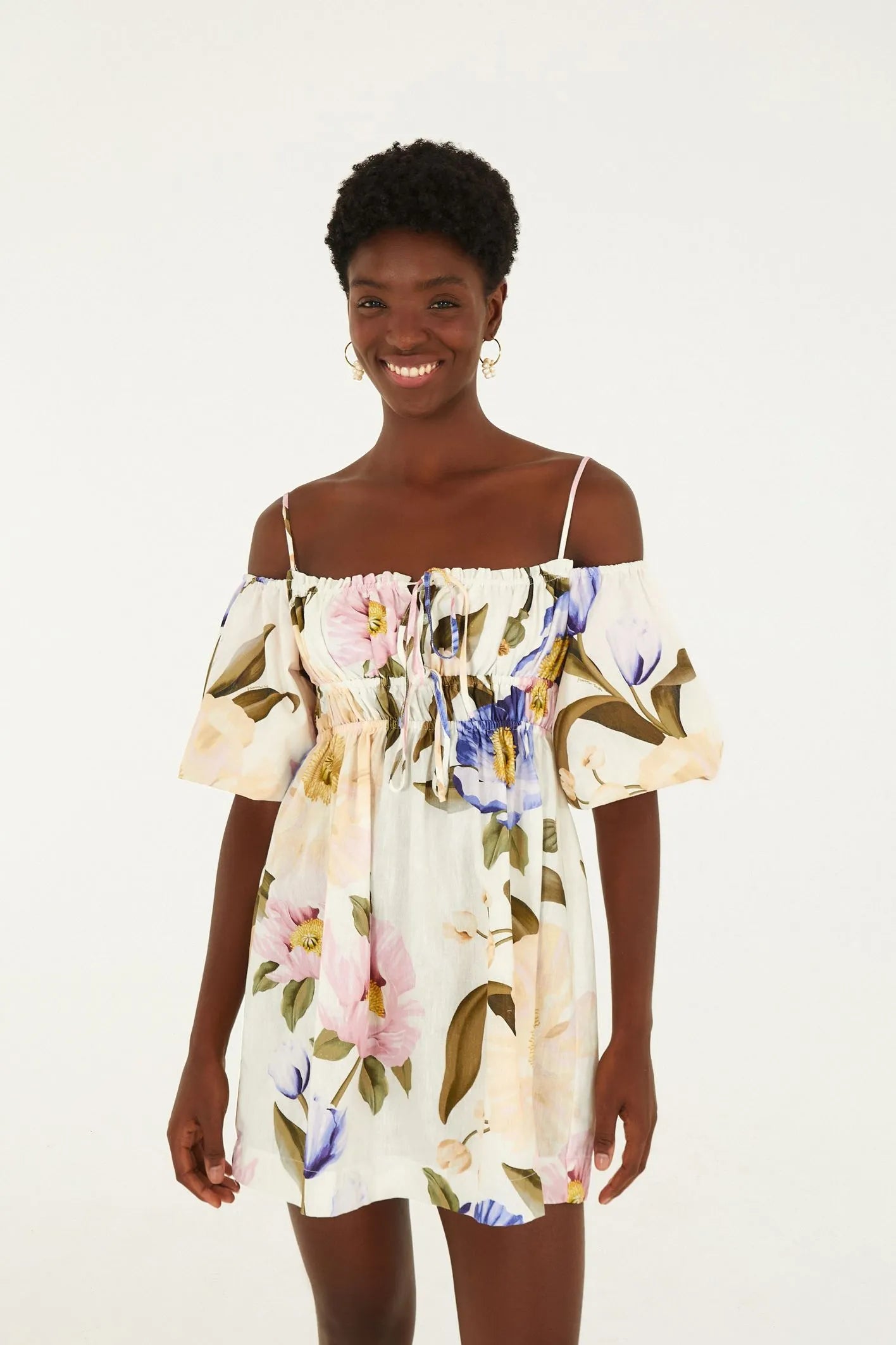 VESTIDO CURTO FLORAL LOLA FARM ESTAMPADO