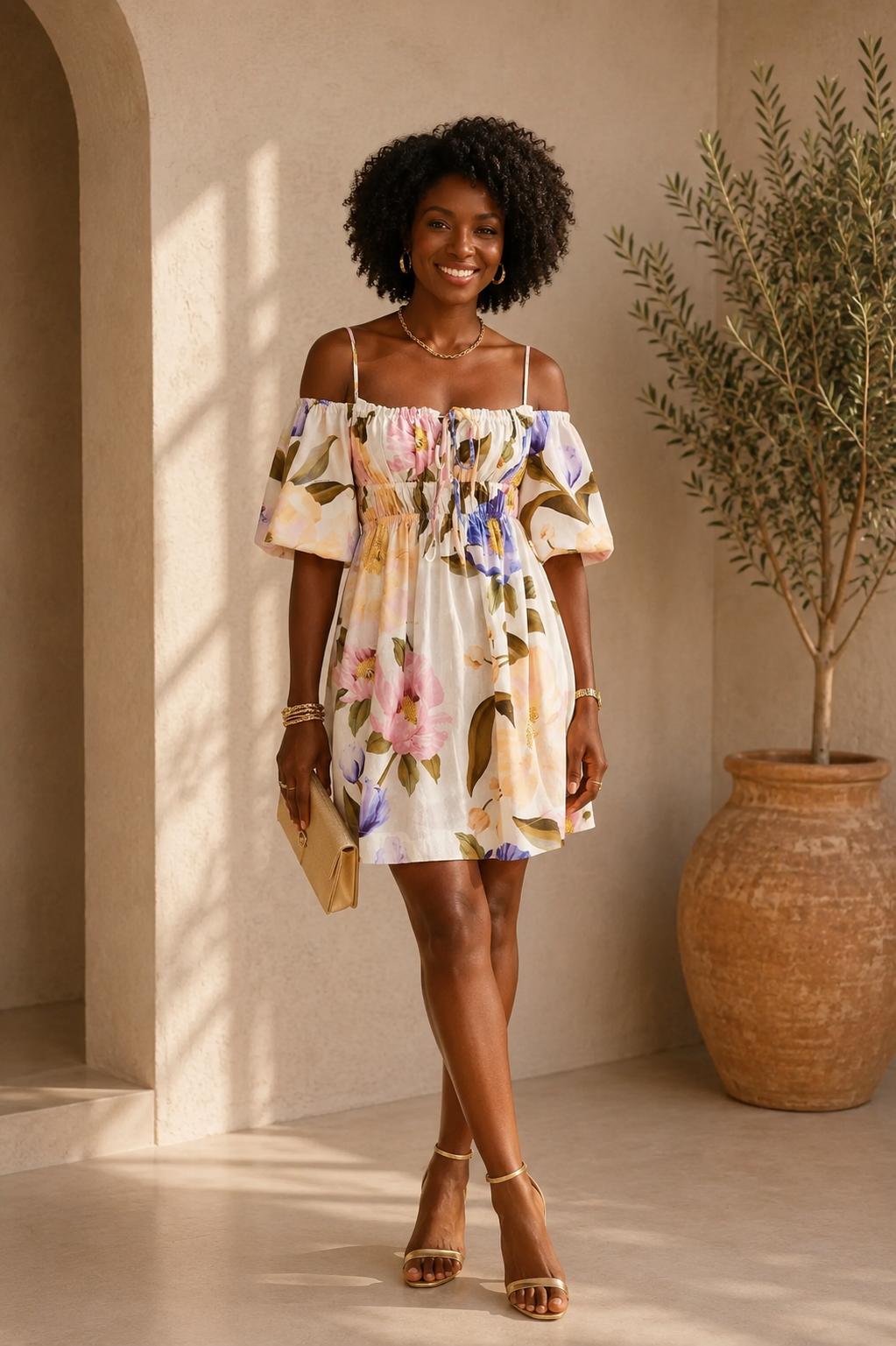 VESTIDO CURTO FLORAL LOLA FARM ESTAMPADO