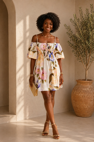VESTIDO CURTO FLORAL LOLA FARM ESTAMPADO