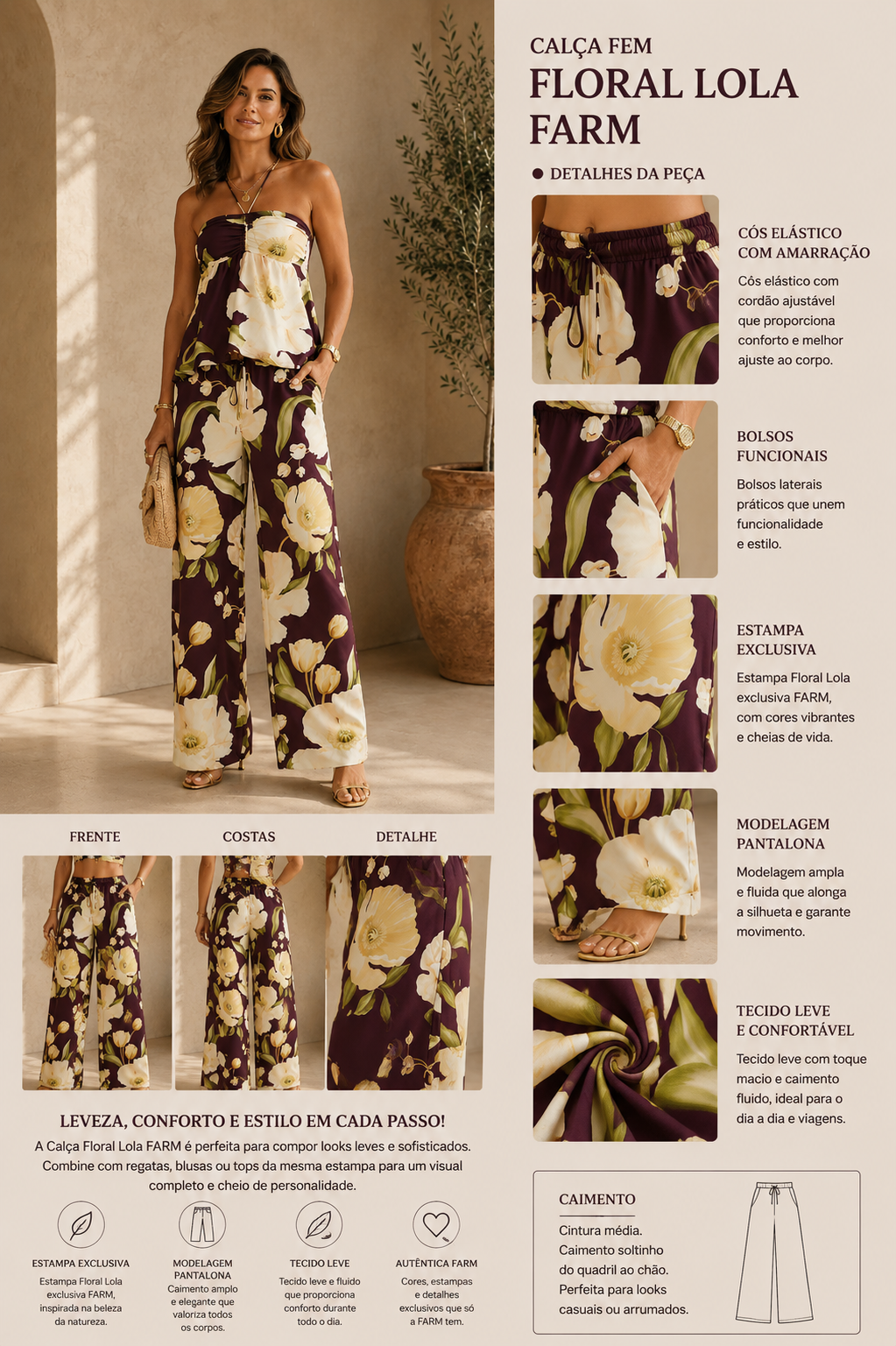 CALCA FEM FLORAL LOLA FARM ESTAMPADO