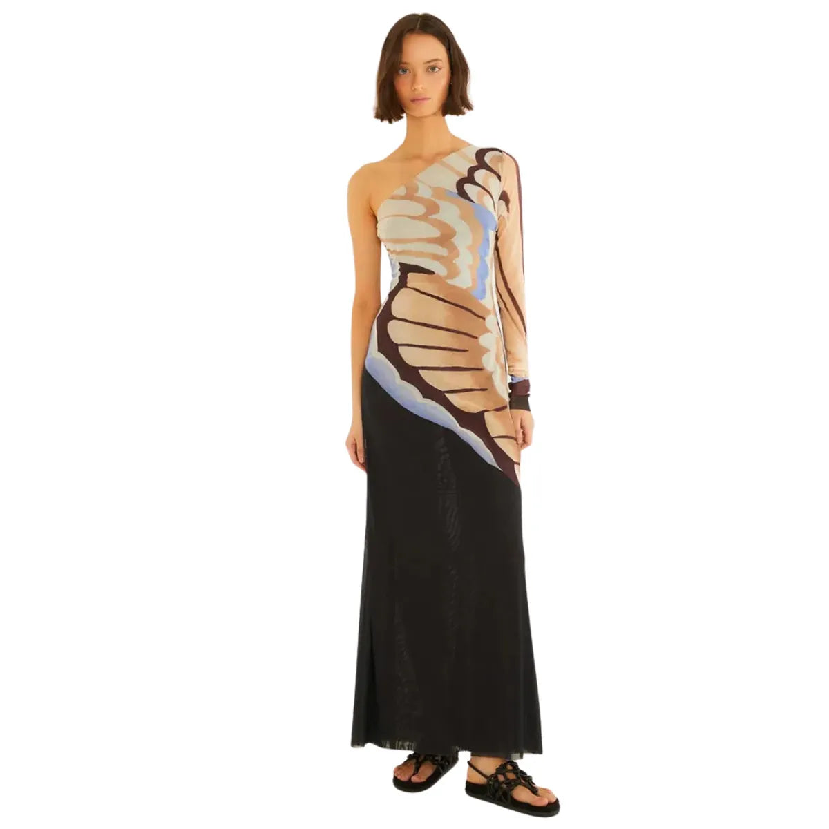 VESTIDO TULE OMBRO SO ASA BORBOLETA FARM ESTAMPADO