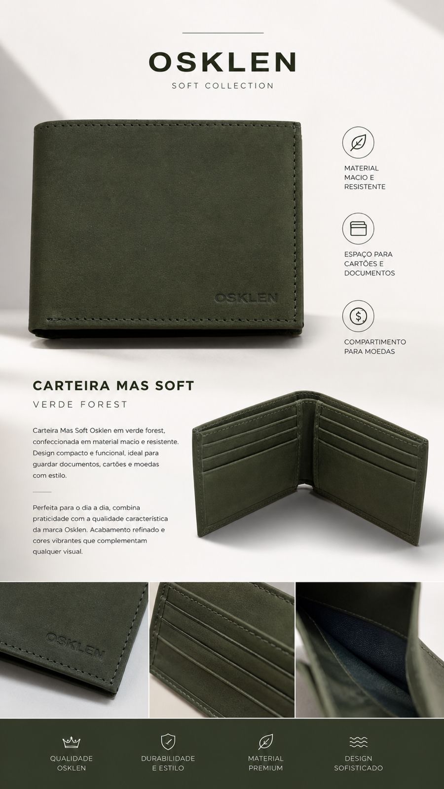 CARTEIRA MAS SOFT OSKLEN VERDE FOREST