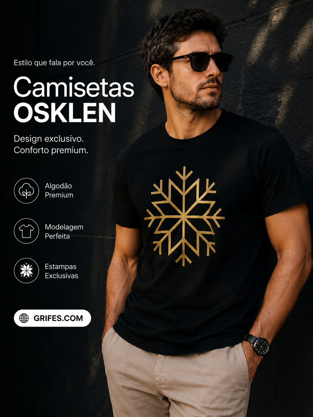 CAMISETA MAS MC SLIM VINTAGE SNOW ICON 3 PRETO
