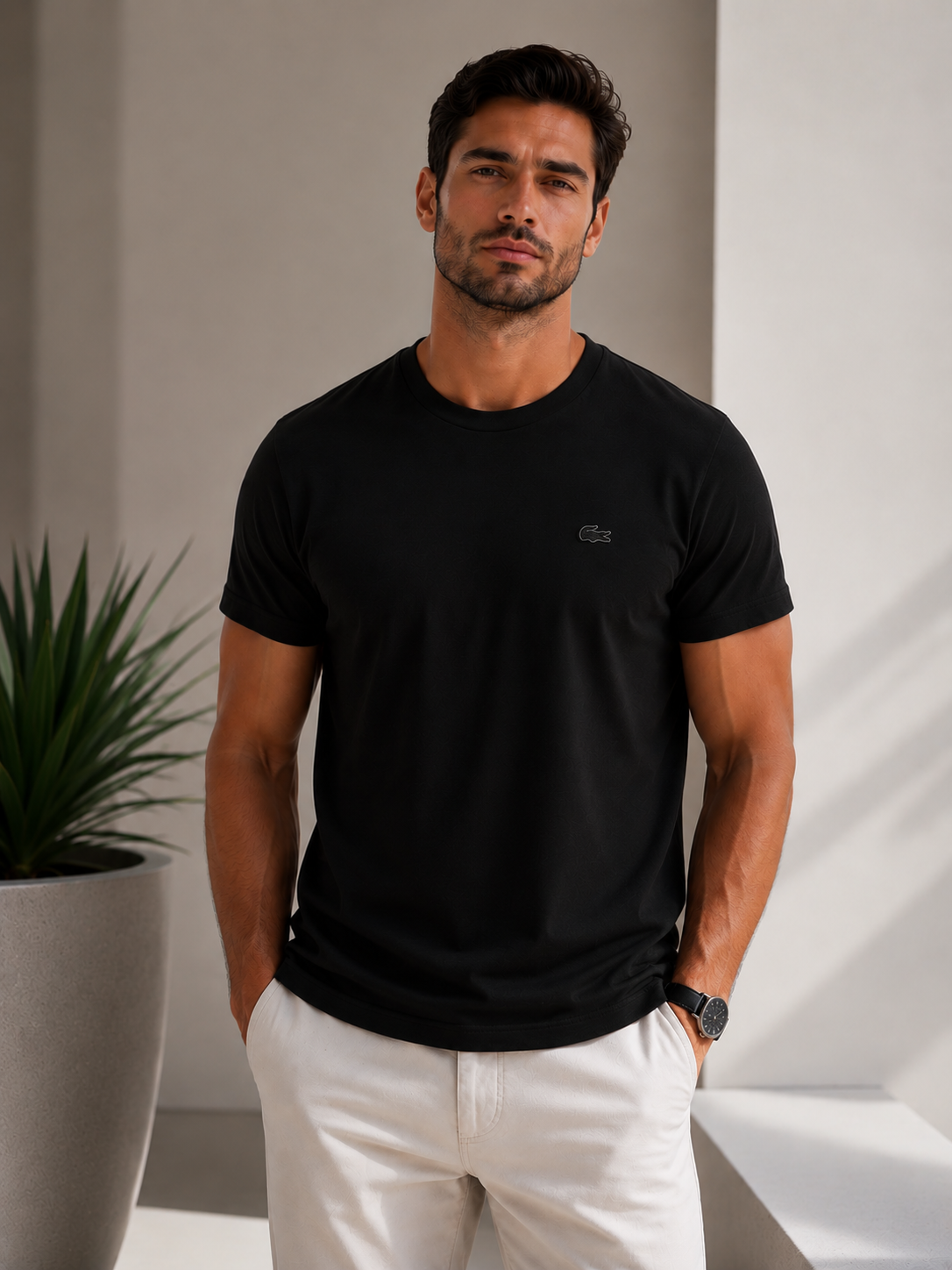 CAMISETA MAS MC LOGO LACOSTE PRETO 031