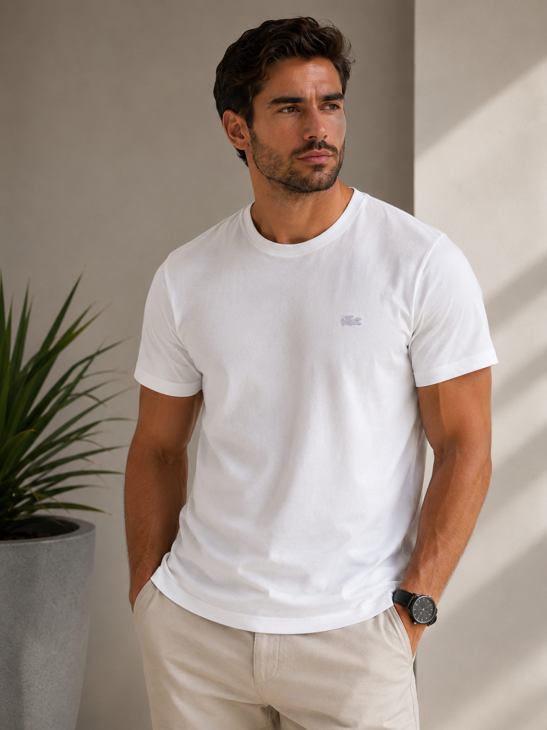 CAMISETA MAS MC LOGO LACOSTE BRANCO 001