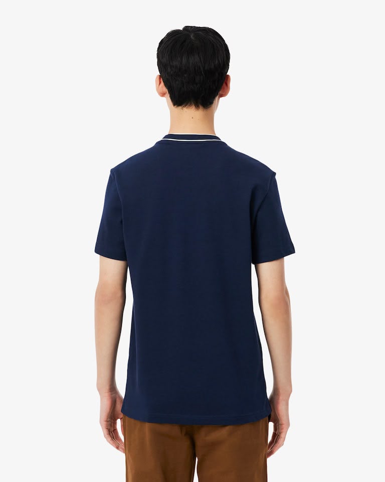 CAMISETA MAS MC DET GOLA E LOGO LACOSTE MARINHO 166