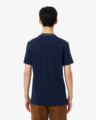 CAMISETA MAS MC DET GOLA E LOGO LACOSTE MARINHO 166