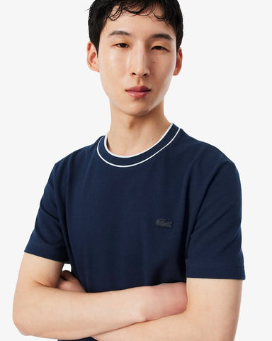 CAMISETA MAS MC DET GOLA E LOGO LACOSTE MARINHO 166