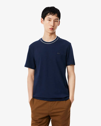 CAMISETA MAS MC DET GOLA E LOGO LACOSTE MARINHO 166