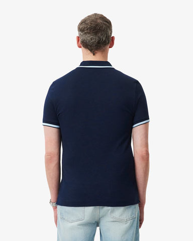 POLO MAS MC LISTRA GOLA E MANGA LACOSTE MARINHO 166
