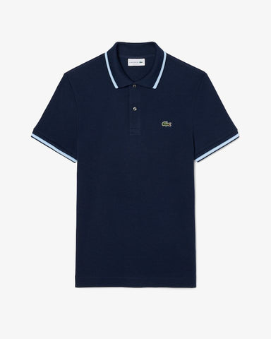 POLO MAS MC LISTRA GOLA E MANGA LACOSTE MARINHO 166