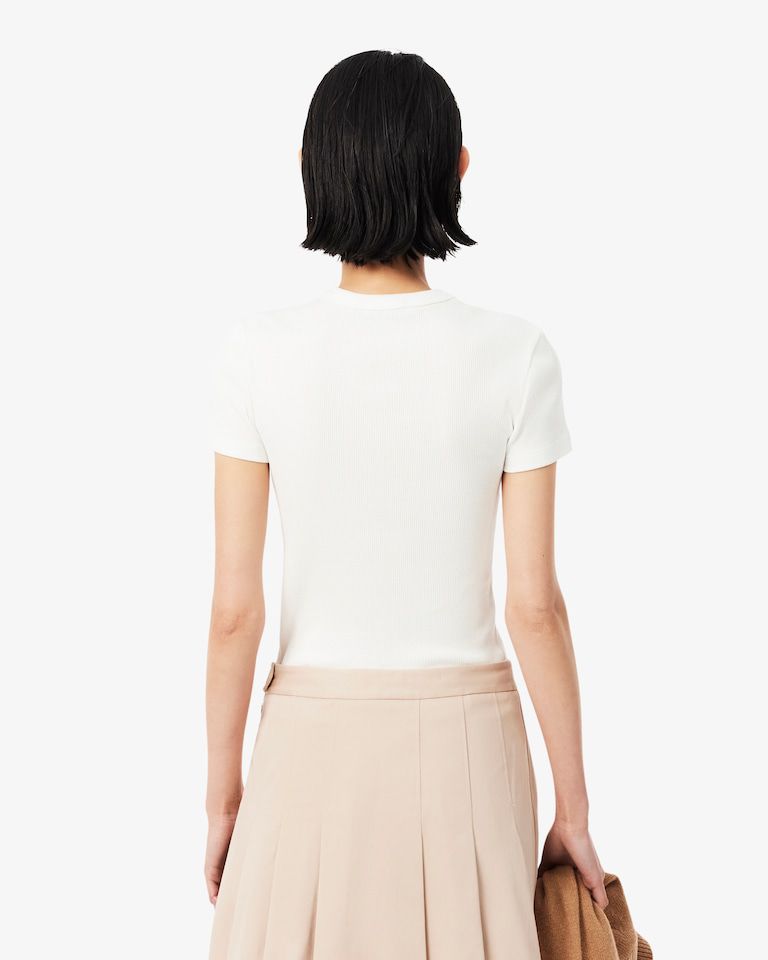 BLUSA MC FEM CANELADA LACOSTE BRANCO 70V
