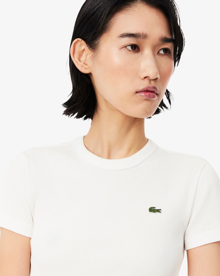 BLUSA MC FEM CANELADA LACOSTE BRANCO 70V