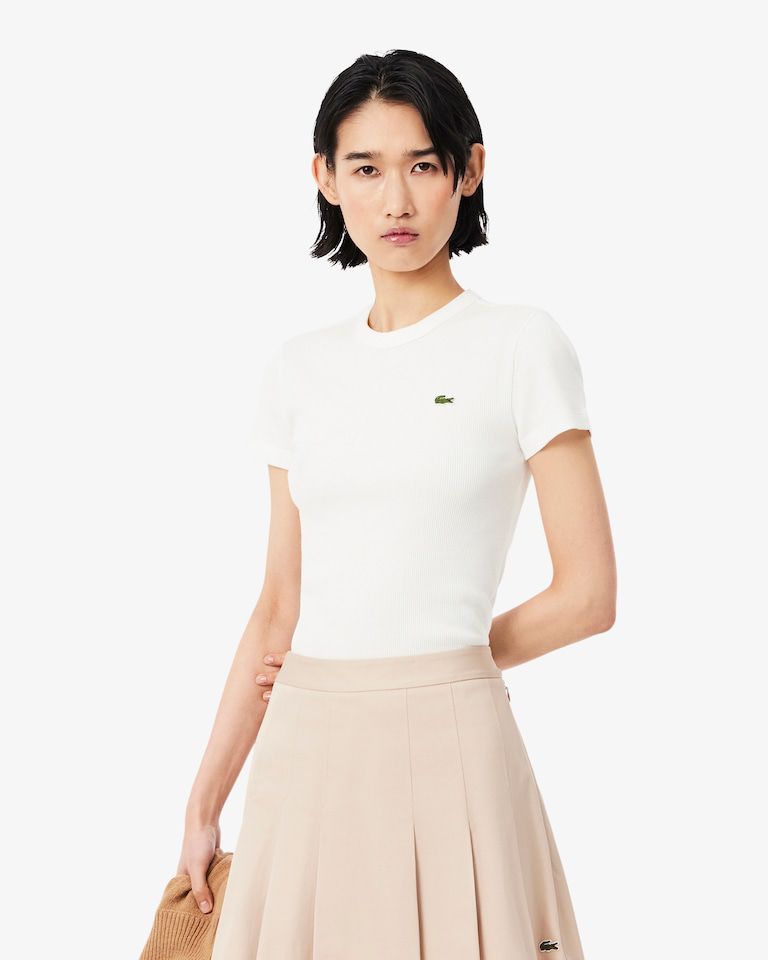 BLUSA MC FEM CANELADA LACOSTE BRANCO 70V