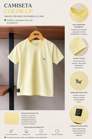 CAMISETA MC COLOR UP MALHA UM MAIS UM AMARELO CLARO