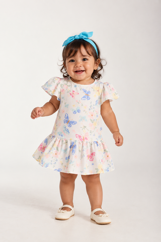 VESTIDO JUMPER TRICOL ESTAMP MANGA EVASE OFF WHITE