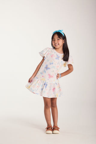VESTIDO JUMPER TRICOL ESTAMP MANGA EVASE OFF WHITE
