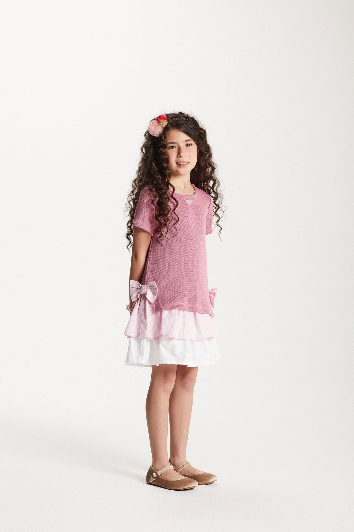 VESTIDO JUMPER PIQ BAB TRICOL LISTRADA CHICLETE