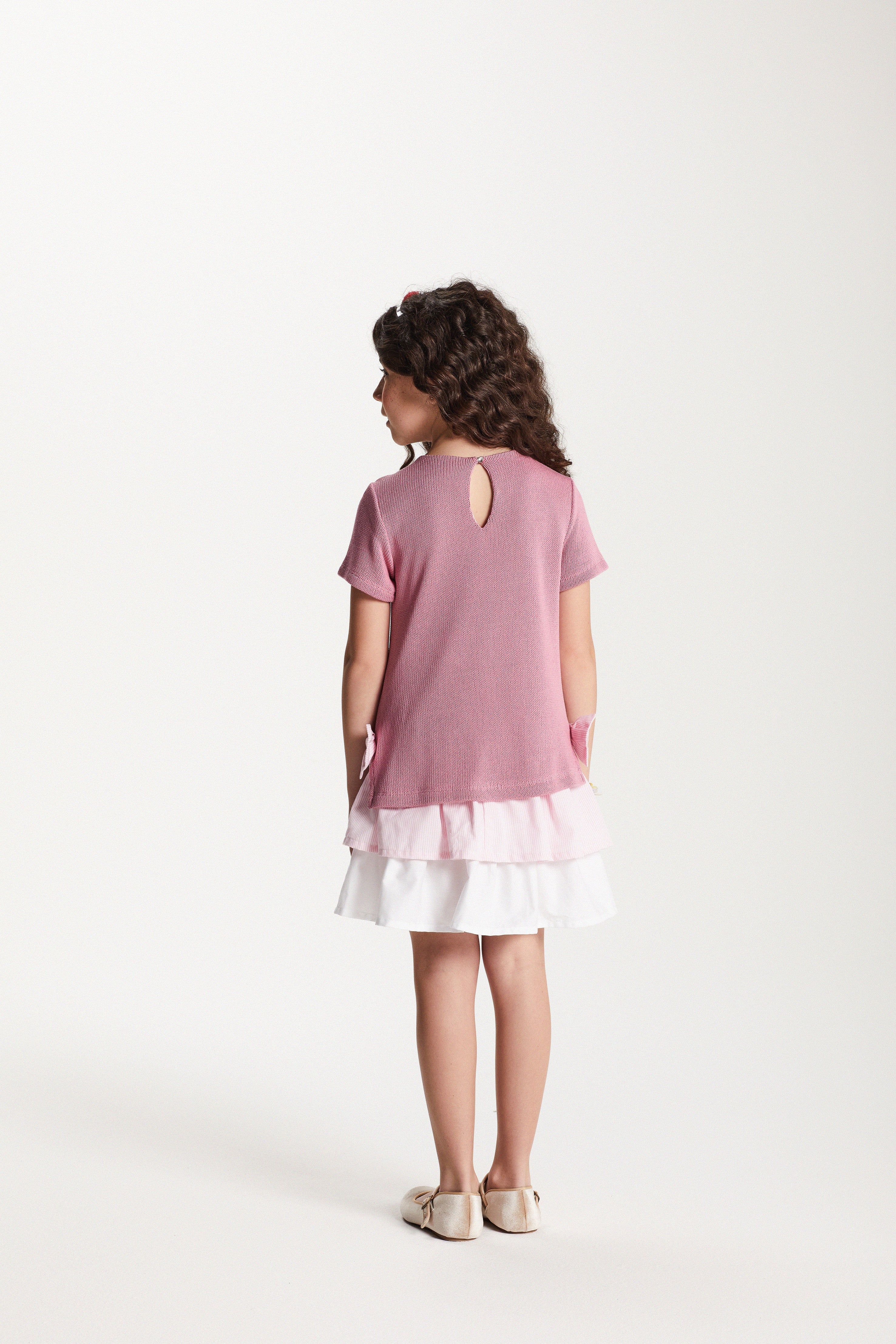 VESTIDO JUMPER PIQ BAB TRICOL LISTRADA CHICLETE