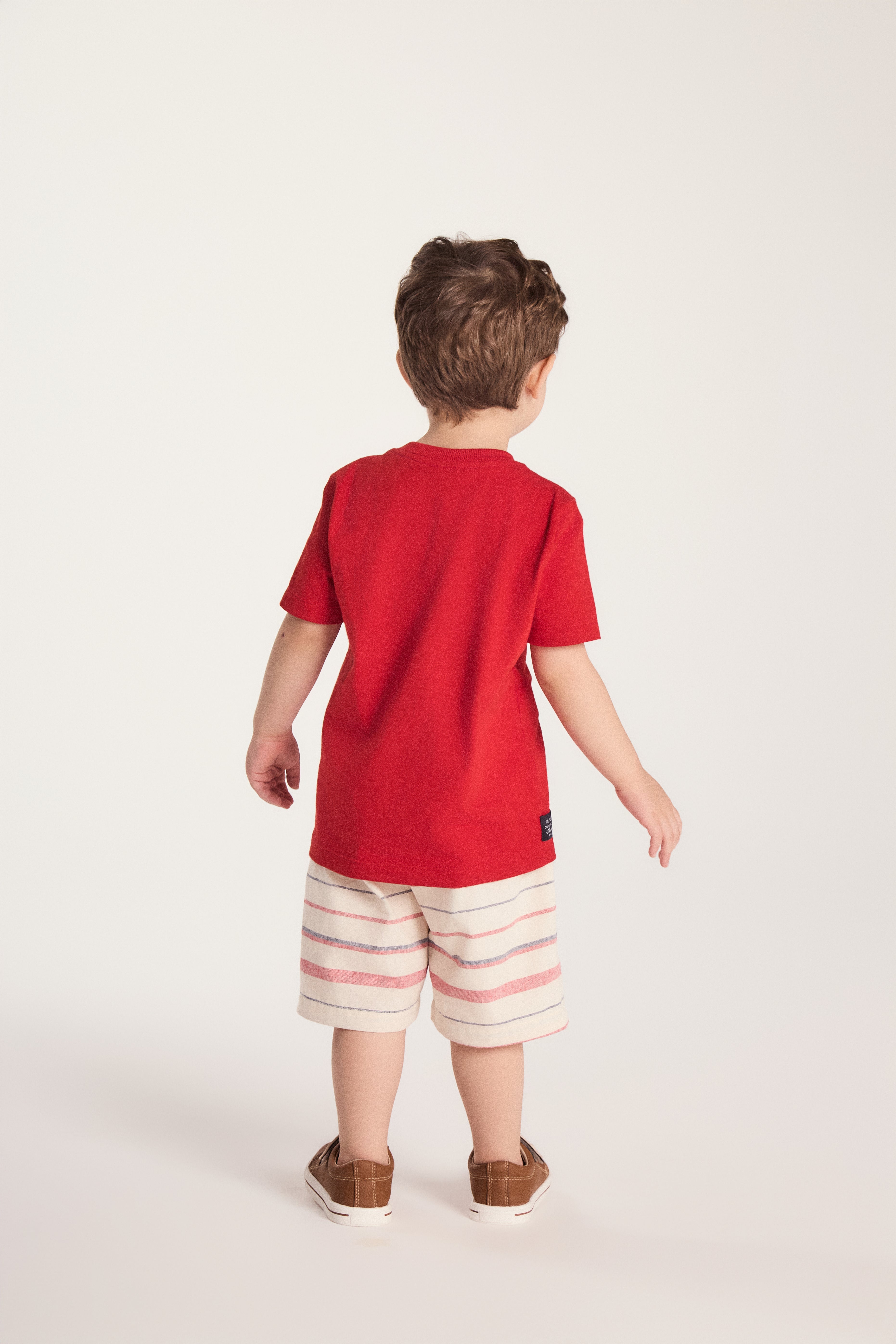 CONJ MAS CAM C ESTAMPA E BERM LISTRADA OFF WHITE/VERMELHO