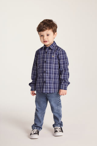 CAMISA MAS ML XADREZ UM MAIS UM MARINHO