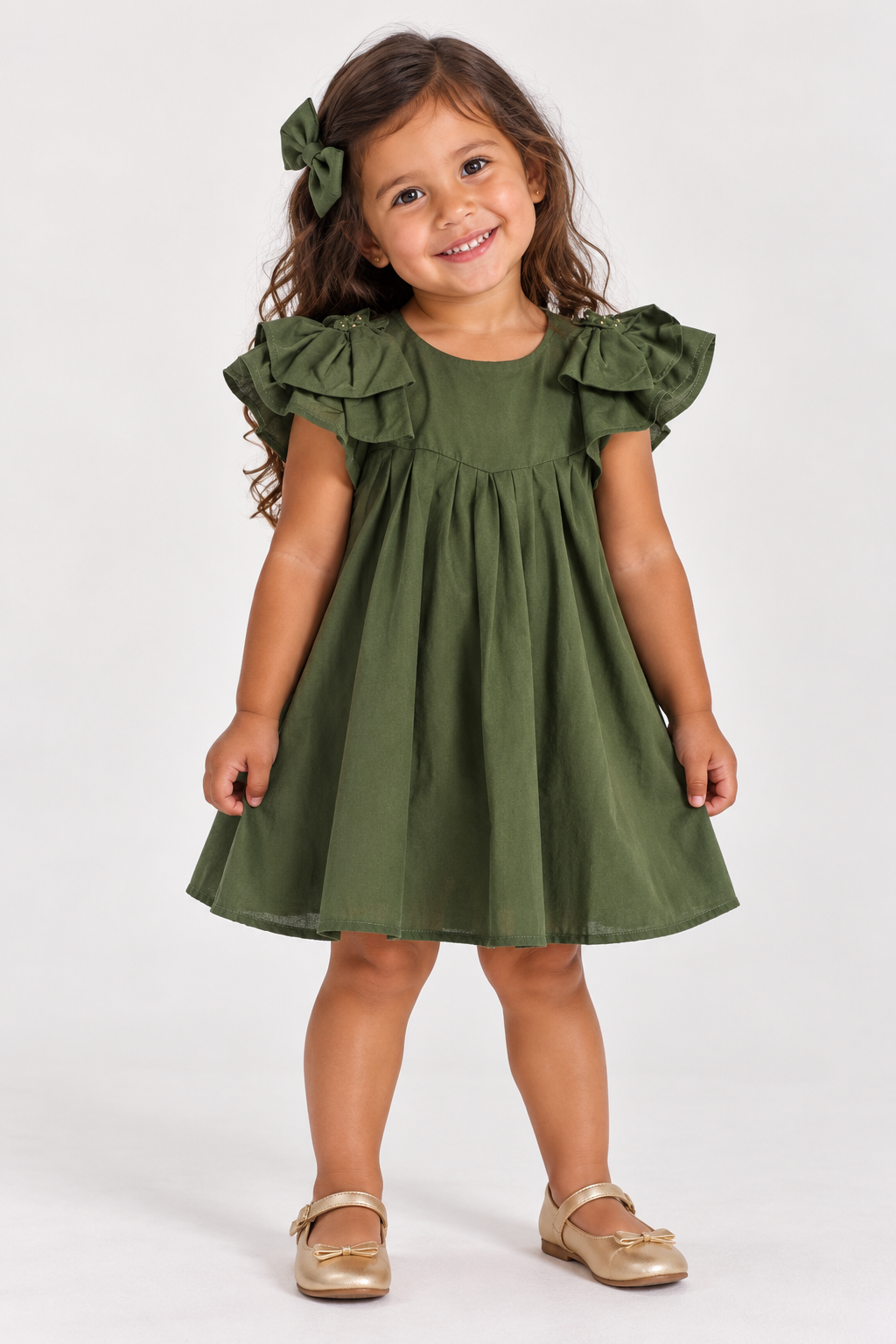VESTIDO JUMPER TRICOLINE C PREGAS VERDE OLIVA