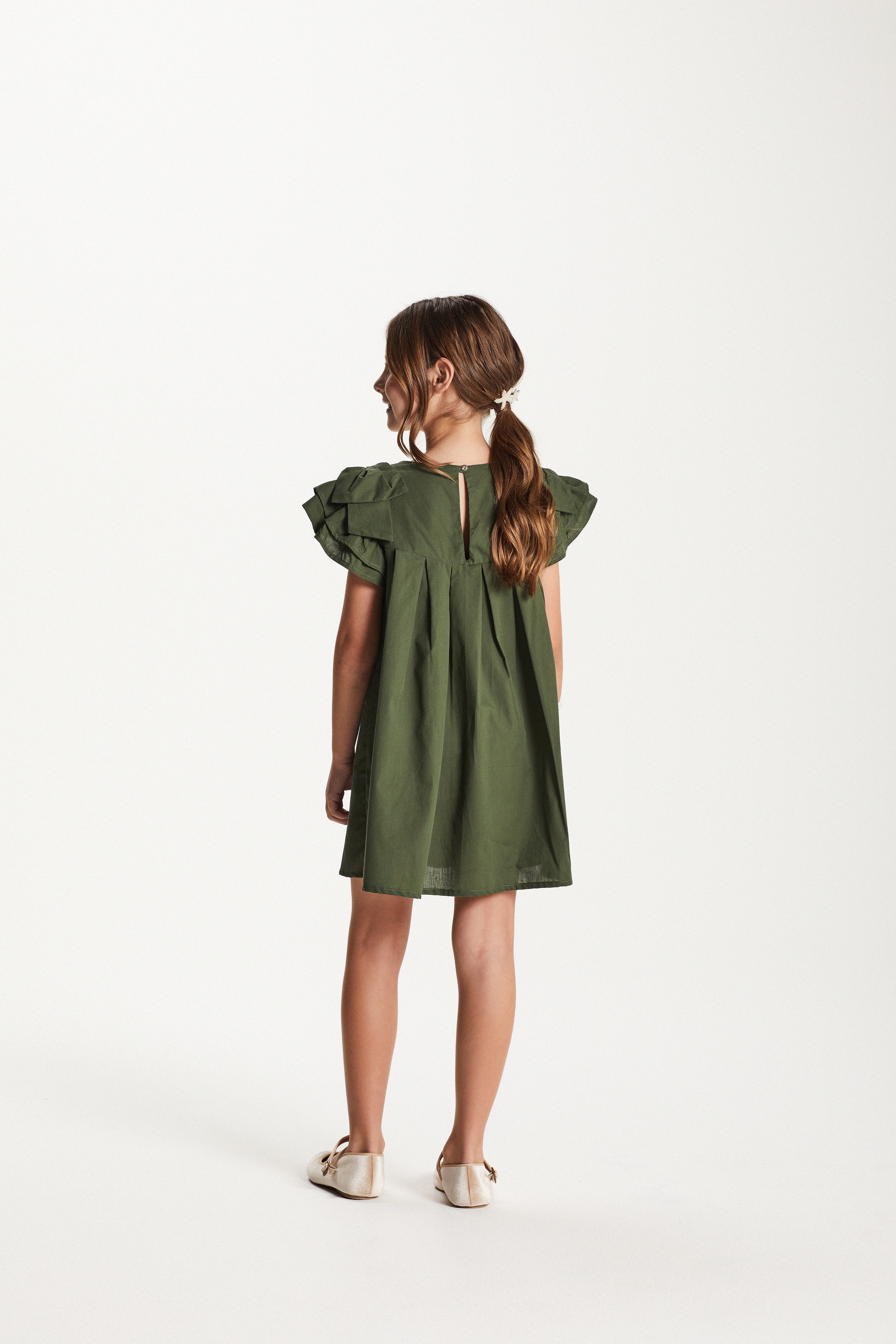 VESTIDO JUMPER TRICOLINE C PREGAS VERDE OLIVA
