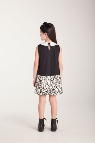 VESTIDO TRICOL DET GOLA REC BARRA RENDA PRETO