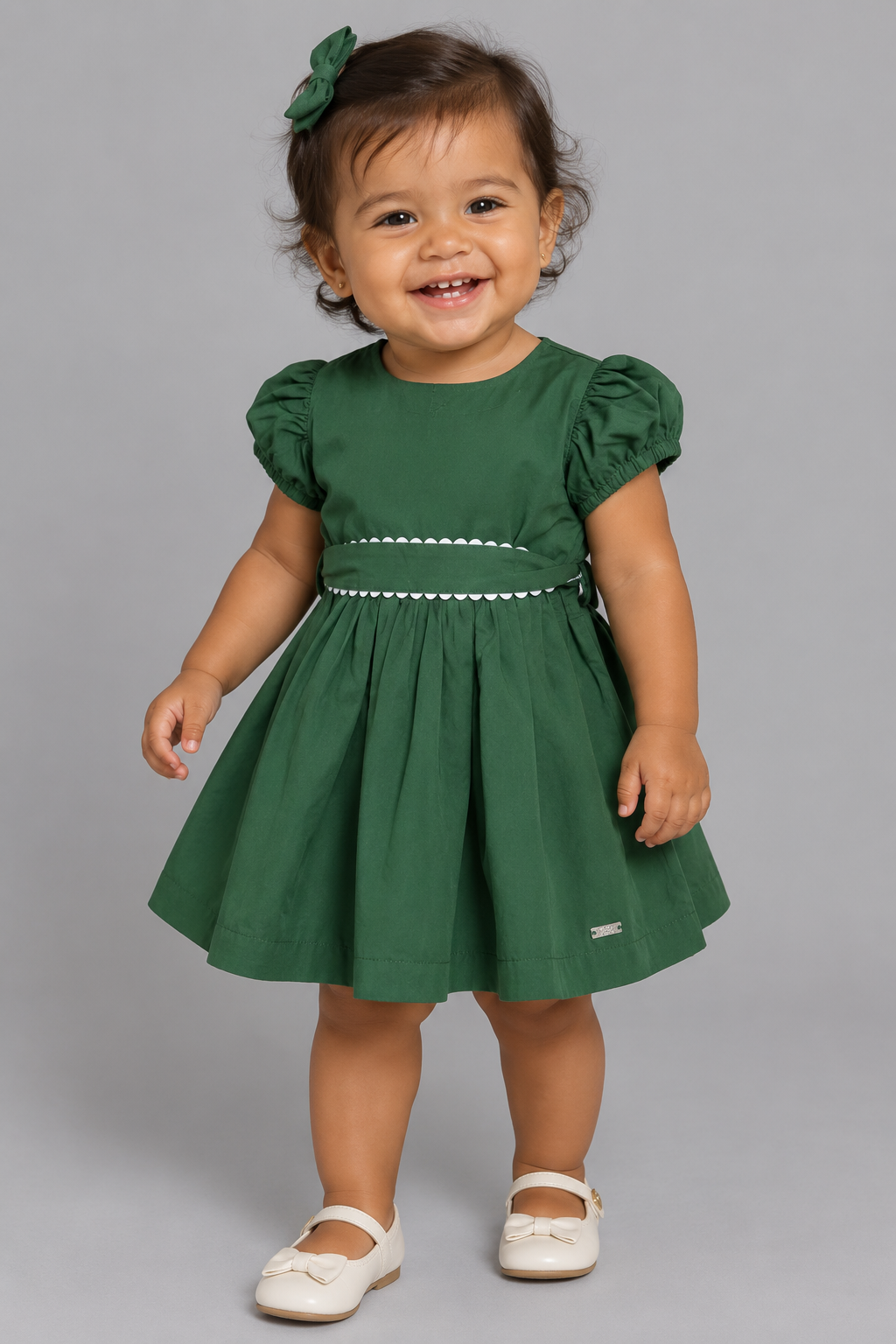 VESTIDO TRICOL RODADO FAIXA P DAR LACO VERDE ESCURO