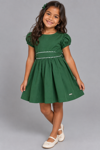 VESTIDO TRICOL RODADO FAIXA P DAR LACO VERDE ESCURO