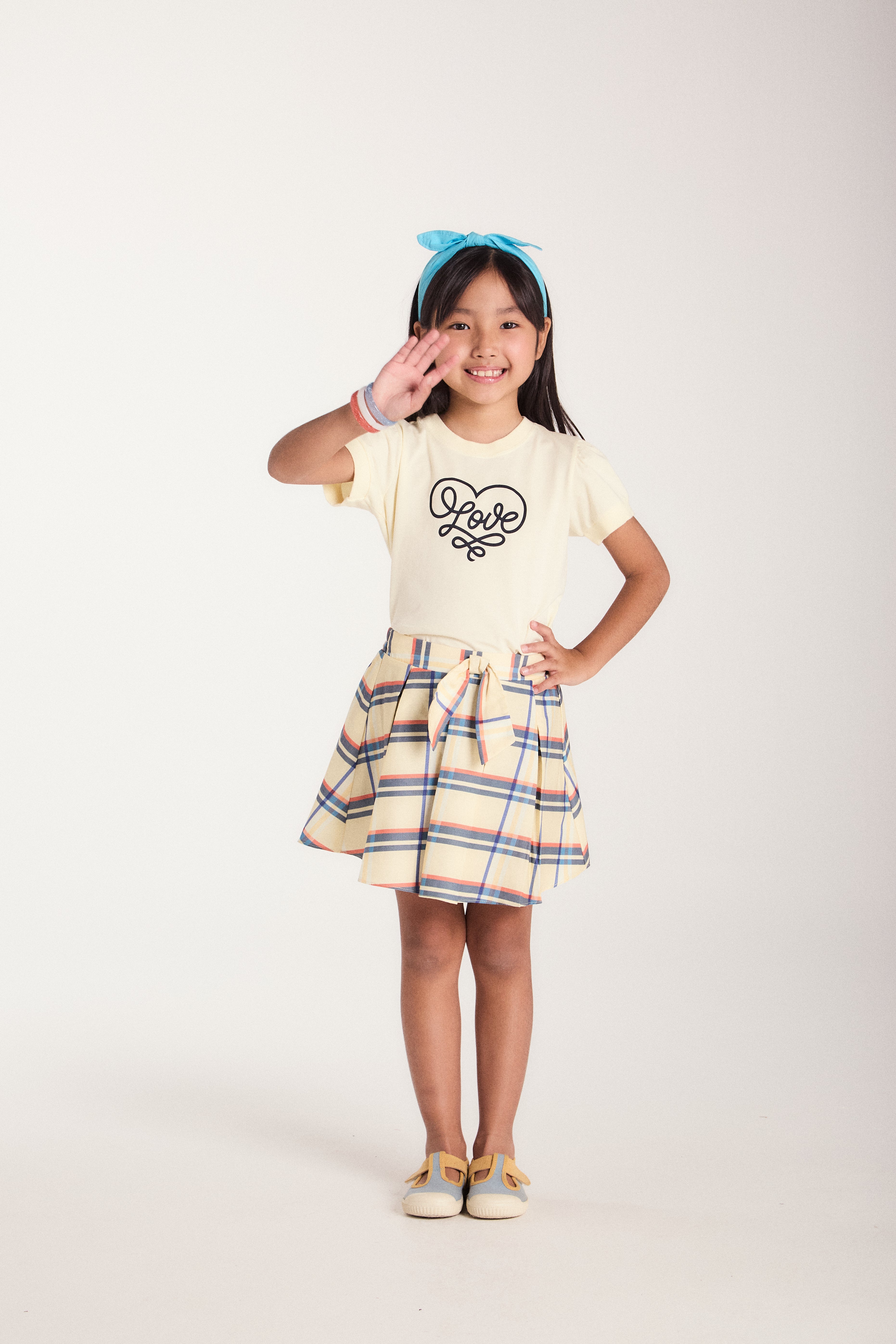 CONJ FEM BL ALG E SAIA ESTAMPADA XADREZ AMARELO