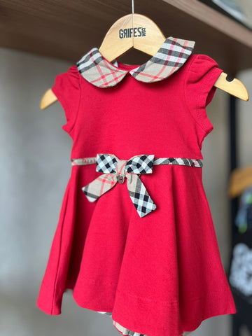 VESTIDO BB PIQUET GOLA XADREZ VERMELHO