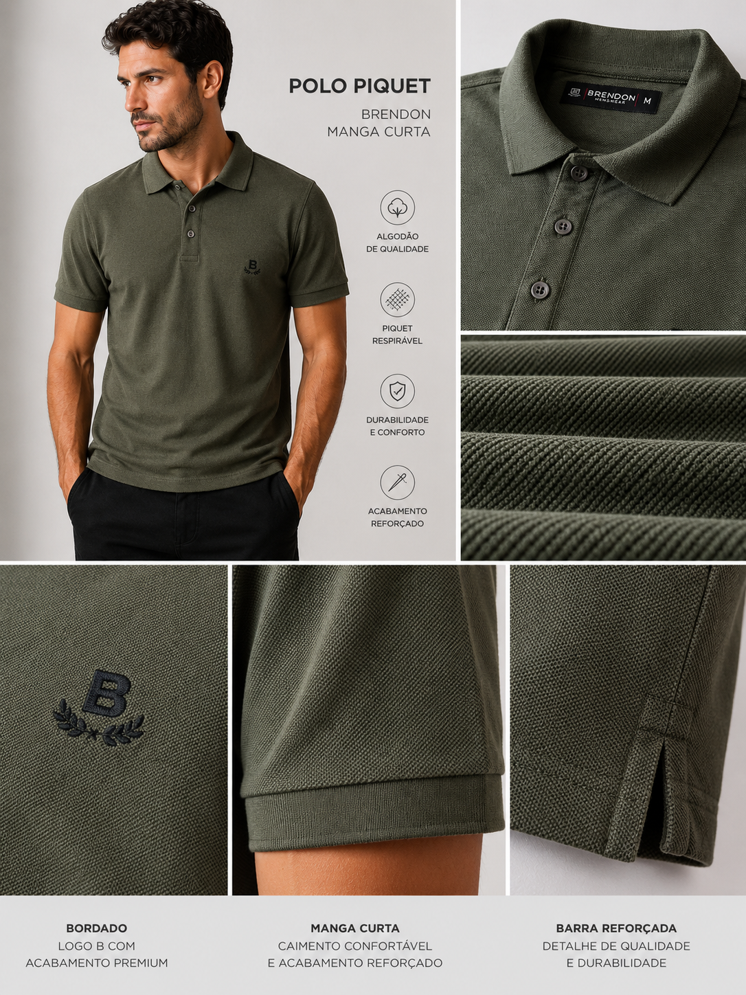 POLO MAS MC PIQUET BRENDON VERDE MILITAR