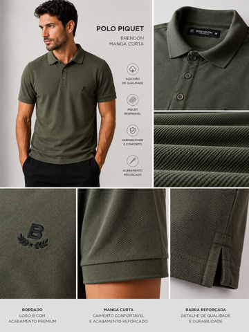 POLO MAS MC PIQUET BRENDON VERDE MILITAR