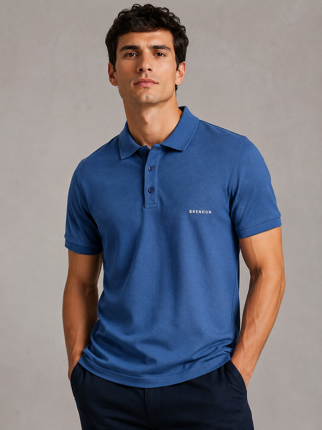 POLO MAS MC PIQUET BRENDON AZUL MEDIO