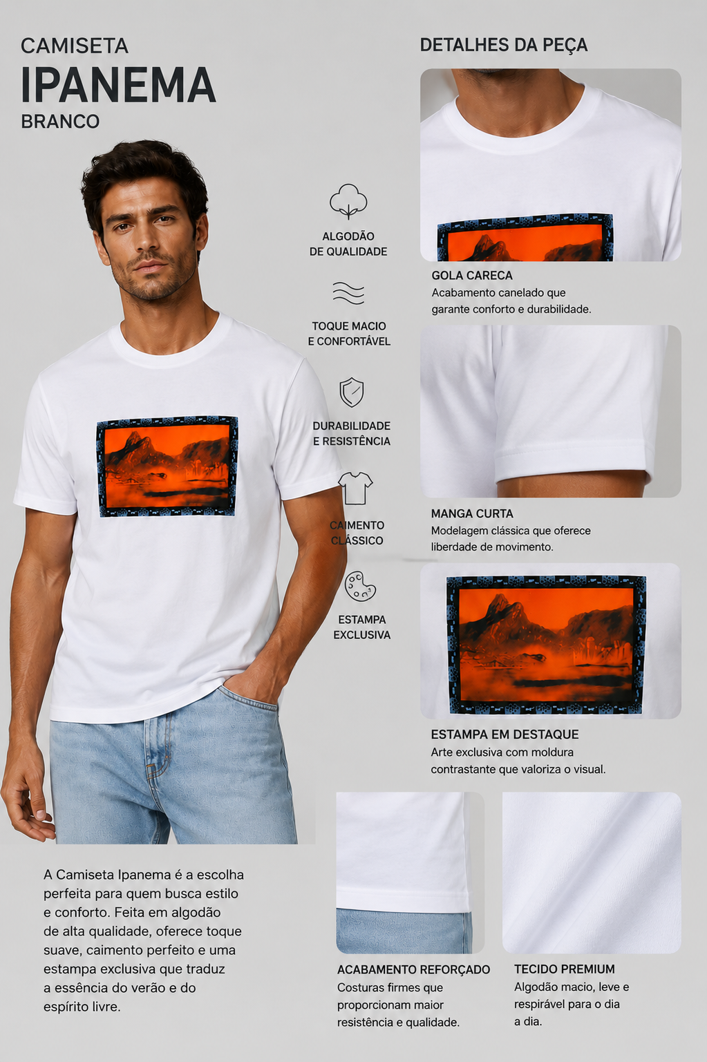 CAMISETA MAS MC VINTAGE FRAMED IPANEMA BRANCO