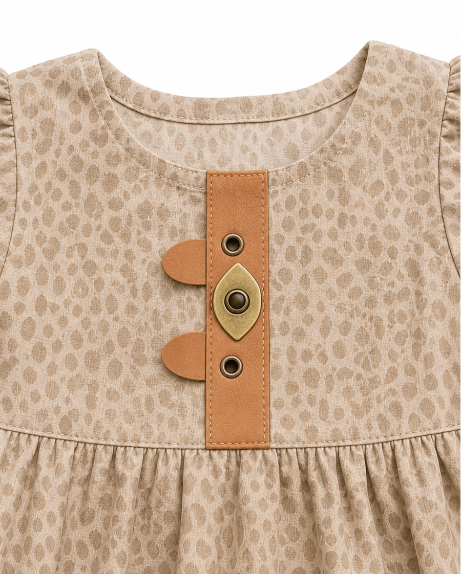 VESTIDO E CALCINHA BB BICHINHOS PELUCIA AREIA