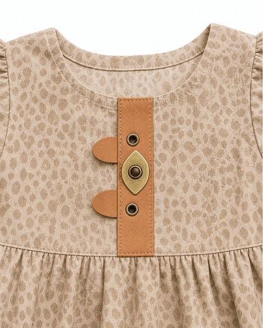 VESTIDO E CALCINHA BB BICHINHOS PELUCIA AREIA