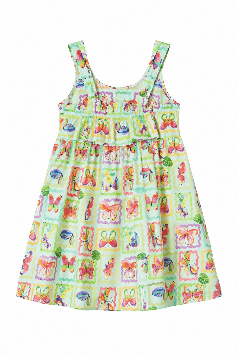 VESTIDO BORBOLETA EM QUADROS VERDE/ROSA