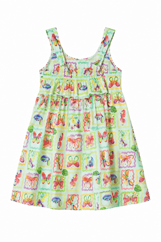 VESTIDO BORBOLETA EM QUADROS VERDE/ROSA