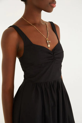 VESTIDO DECOTE FRANZIDO FARM PRETO