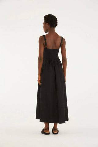 VESTIDO DECOTE FRANZIDO FARM PRETO