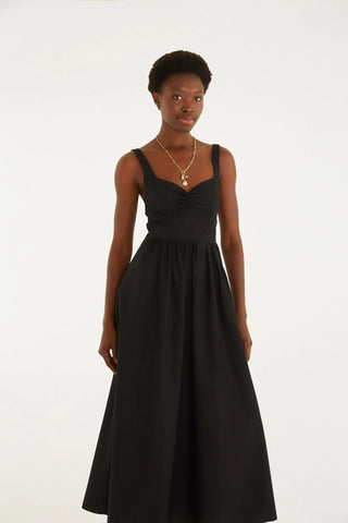 VESTIDO DECOTE FRANZIDO FARM PRETO