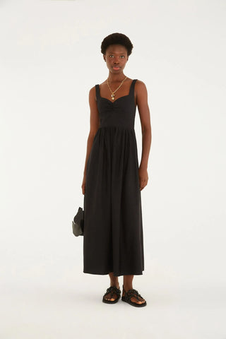 VESTIDO DECOTE FRANZIDO FARM PRETO