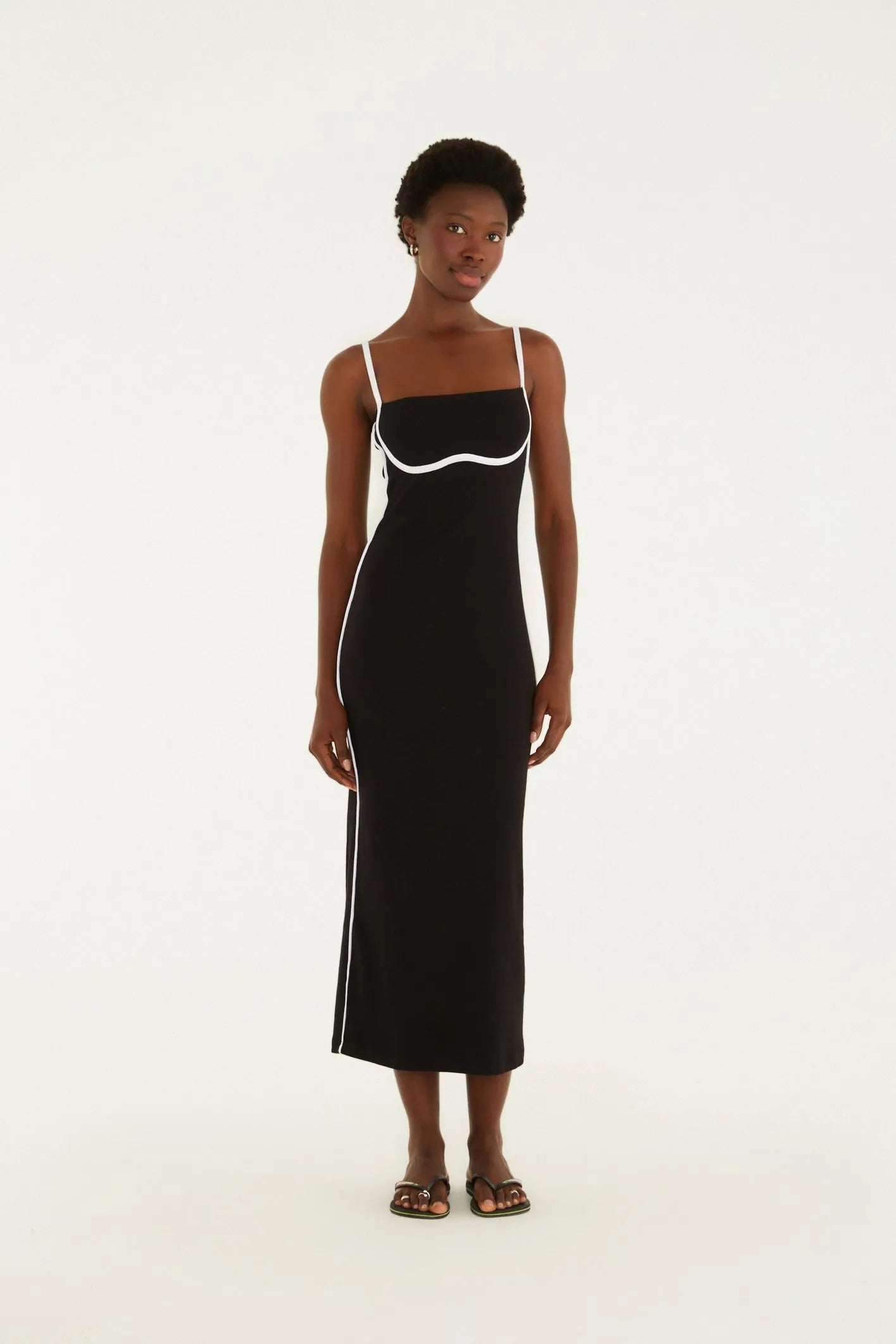 VESTIDO CROPPED VIVO BICOLOR FARM PRETO
