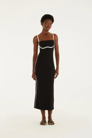 VESTIDO CROPPED VIVO BICOLOR FARM PRETO