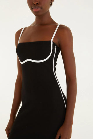 VESTIDO CROPPED VIVO BICOLOR FARM PRETO